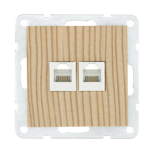 Розетка LK Studio компьютерная 2хRJ-45 кат. 5е с накладкой (сосна) LK60 866225-1