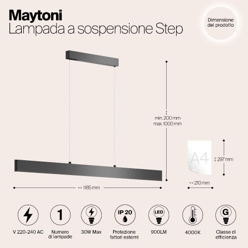 Подвесной светодиодный светильник Maytoni Step P010PL-L30B4K
