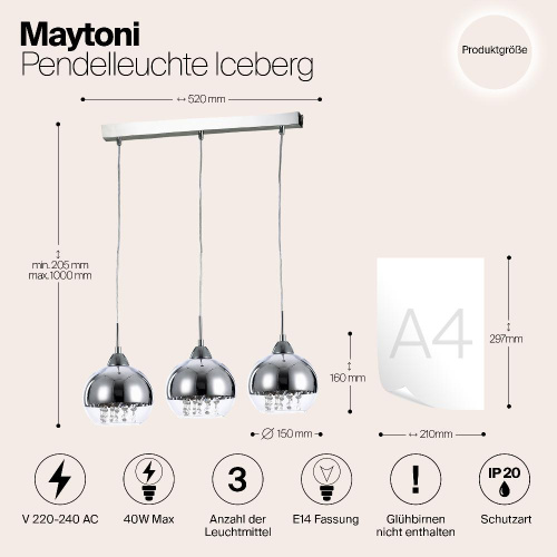 Подвесной светильник Maytoni Iceberg P012-PL-03-N