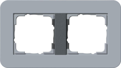 Рамка 2-постовая Gira E3 серо-голубой/антрацит 0212424