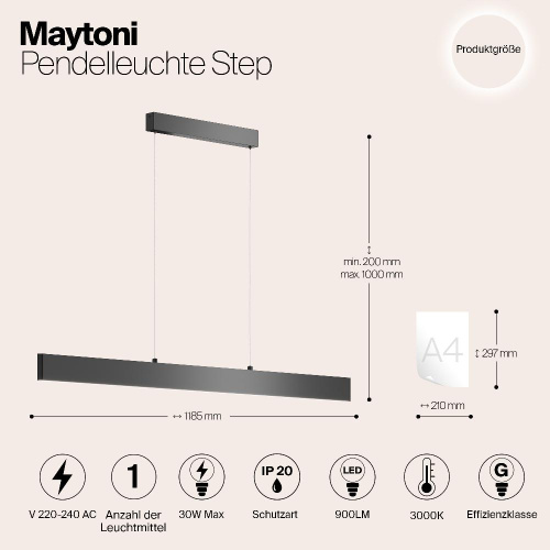 Подвесной светодиодный светильник Maytoni Step P010PL-L30B