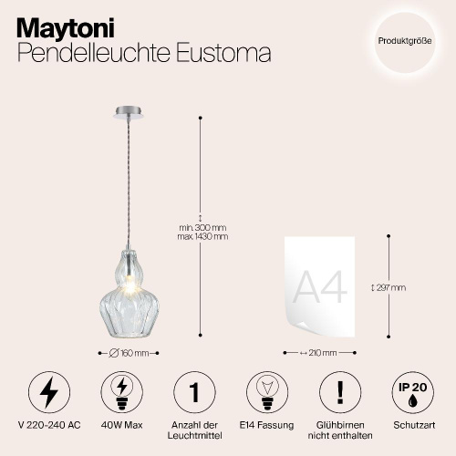 Подвесной светильник Maytoni Eustoma MOD238-PL-01-TR