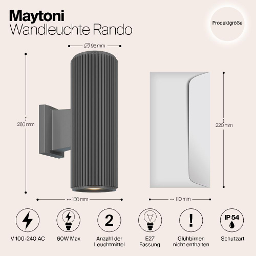 Настенный светильник Maytoni Rando O419WL-02GR