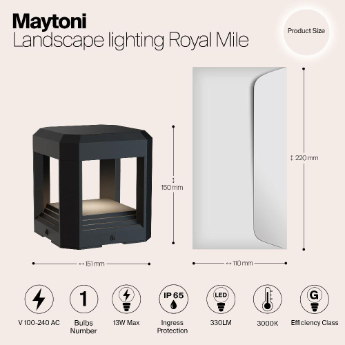 Ландшафтный светодиодный светильник Maytoni Royal Mile O019FL-L13GR3K Ландшафтный светодиодный светильник Maytoni Royal Mile O019FL-L13GR3K