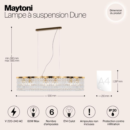Подвесной светильник Maytoni Dune DIA005PL-06G