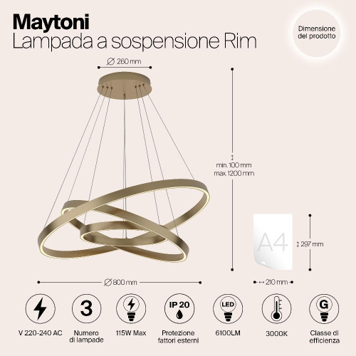 Подвесной светильник Maytoni MOD058PL-L100BS3K