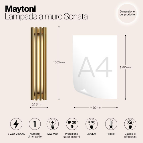 Настенный светильник Maytoni Sonata MOD410WL-L12BS3K