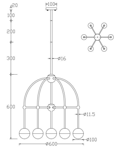 Подвесная люстра Crystal Lux Truena SP-PL6+1 Nickel