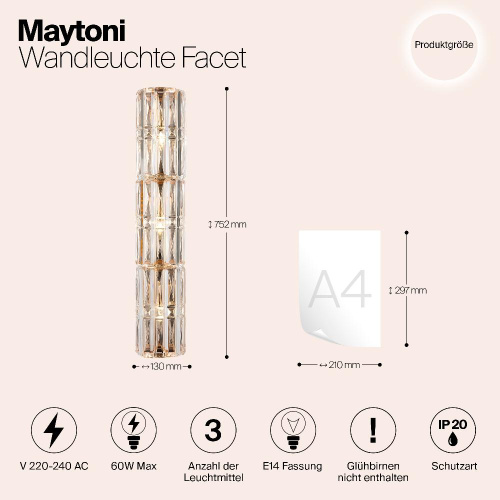Настенный светильник Maytoni Facet MOD094WL-03G