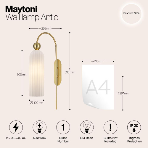 Бра Maytoni Antic MOD302WL-01GR