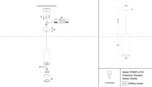 Подвесной светильник Maytoni Shelby P020PL-01W