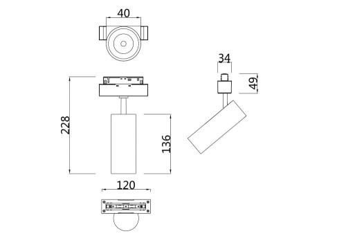 Трековый светодиодный светильник для магнитного шинопровода Maytoni Track Lamps TR019-2-7W4K-B Трековый светодиодный светильник для магнитного шинопровода Maytoni Track Lamps TR019-2-7W4K-B