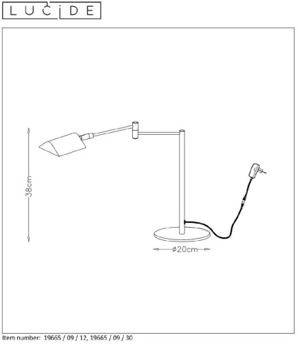 Настольная лампа Lucide Nuvola 19665/09/12