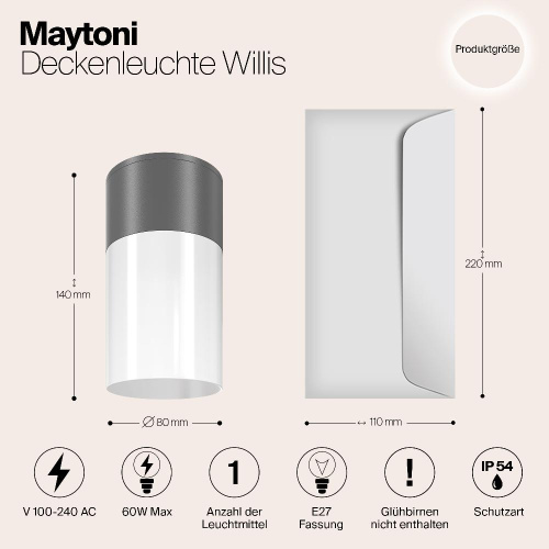 Уличный светильник Maytoni Willis O418CL-01GR