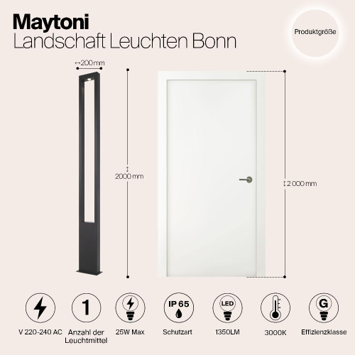 Садово-парковый светодиодный светильник Maytoni Bonn O425FL-L25GF Садово-парковый светодиодный светильник Maytoni Bonn O425FL-L25GF