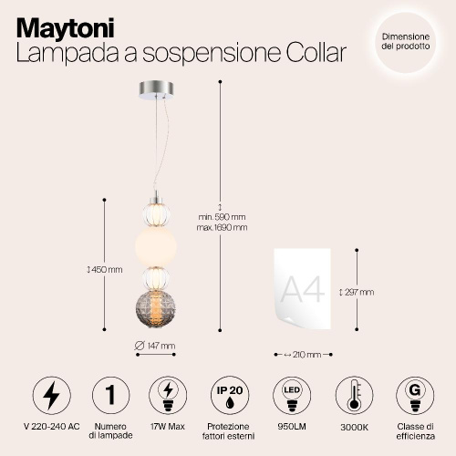 Подвесной светодиодный светильник Maytoni Collar P069PL-L17CH3K