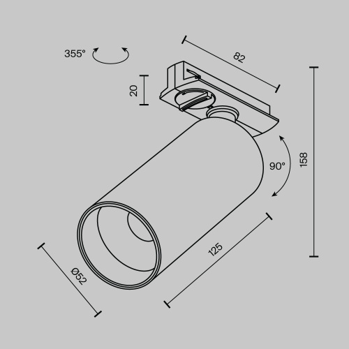Трековый светильник Technical TR021-1-12W4K-W-BBS Трековый светильник Technical TR021-1-12W4K-W-BBS