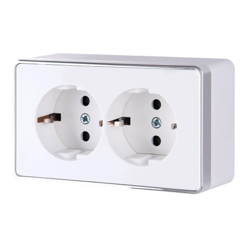 Розетка Werkel двойная с заземлением Gallant белая WL15-02-03 4690389102103