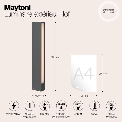 Уличный светодиодный светильник Maytoni Hof O422FL-L12GF Уличный светодиодный светильник Maytoni Hof O422FL-L12GF