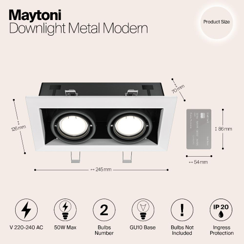 Встраиваемый светильник Maytoni Metal DL008-2-02-W Встраиваемый светильник Maytoni Metal DL008-2-02-W