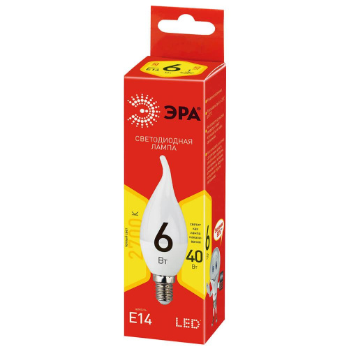 Лампа светодиодная ЭРА E14 6W 2700K матовая ECO LED BXS-6W-827-E14 Б0040881