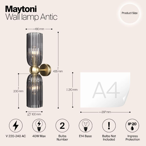 Настенный светильник (бра) Maytoni MOD302WL-02GR