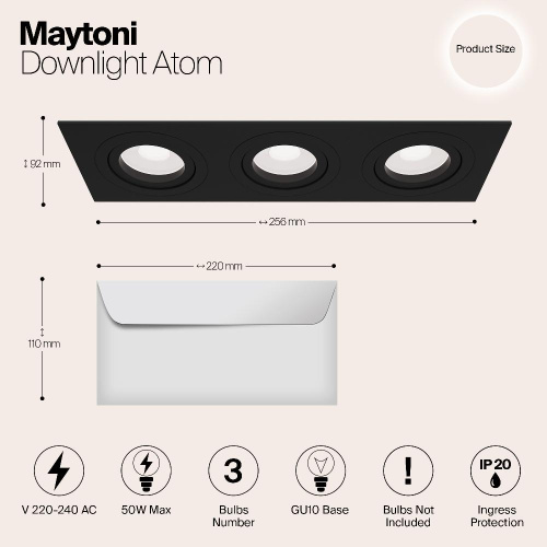 Встраиваемый светильник Maytoni Atom DL024-2-03B Встраиваемый светильник Maytoni Atom DL024-2-03B