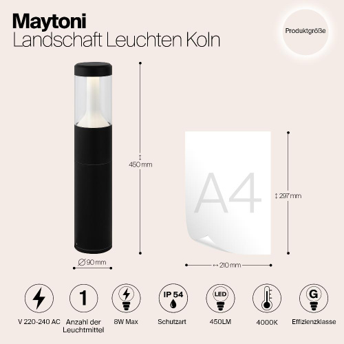 Уличный светодиодный светильник Maytoni Koln O590FL-L8B4K