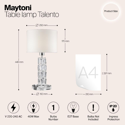 Настольная лампа Maytoni Talento DIA008TL-01CH Настольная лампа Maytoni Talento DIA008TL-01CH