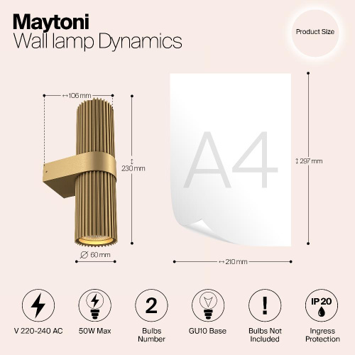 Настенный светильник (бра) Maytoni MOD326WL-02MG
