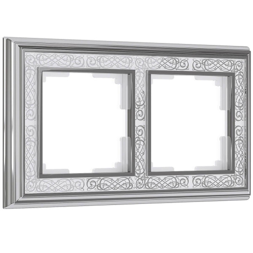 Рамка Werkel Palacio Gracia на 2 поста хром/белый WL77-Frame-02 4690389126062