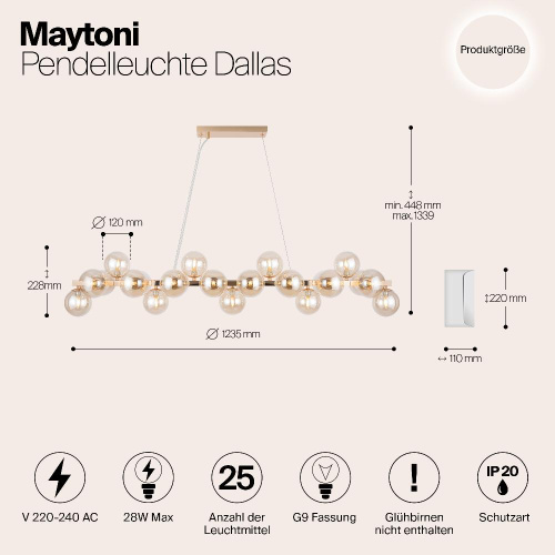 Подвесная люстра Maytoni Dallas MOD547PL-25G