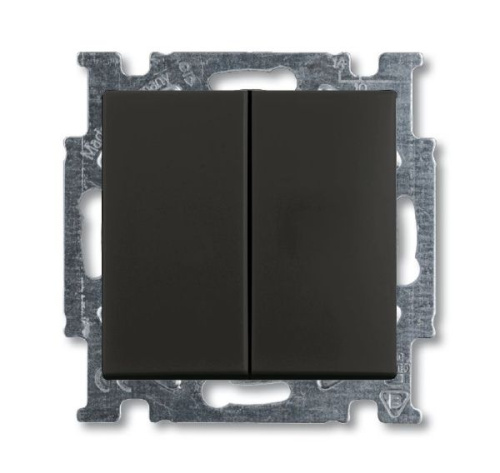 Выключатель двухклавишный ABB Basic55 10A 250V chateau-черный 2CKA001012A2177