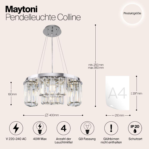 Подвесная люстра Maytoni Colline MOD083PL-04CH Подвесная люстра Maytoni Colline MOD083PL-04CH