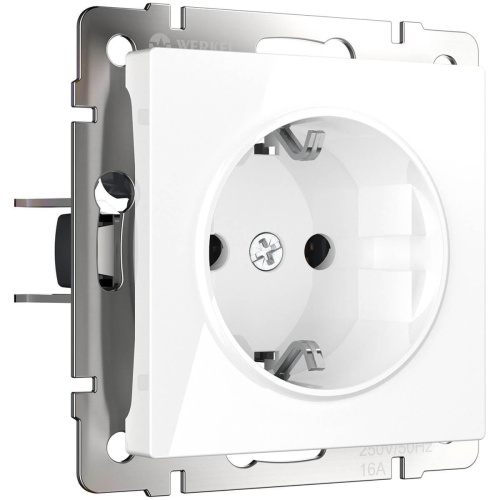 Розетка Werkel с заземлением белая WL01-SKG-01-IP20 4690389045615