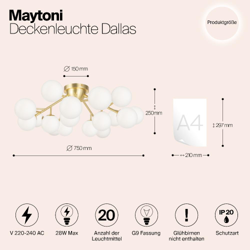 Потолочный светильник Maytoni MOD545CL-20BS