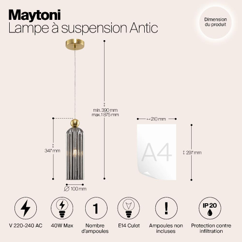 Подвесной светильник Maytoni Antic MOD302PL-01GR Подвесной светильник Maytoni Antic MOD302PL-01GR