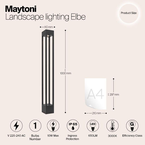 Уличный светодиодный светильник Maytoni Elbe O424FL-L10GF