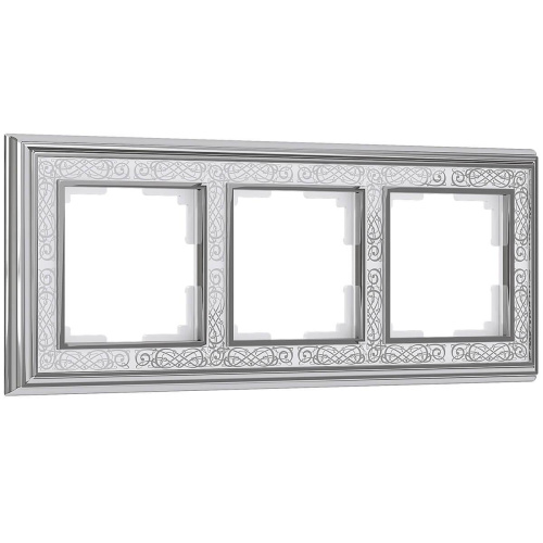 Рамка Werkel Palacio Gracia на 3 поста хром/белый WL77-Frame-03 4690389126093