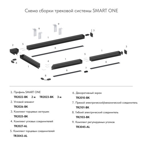 Прямой соединитель для шинопровода Denkirs TR2101-BK