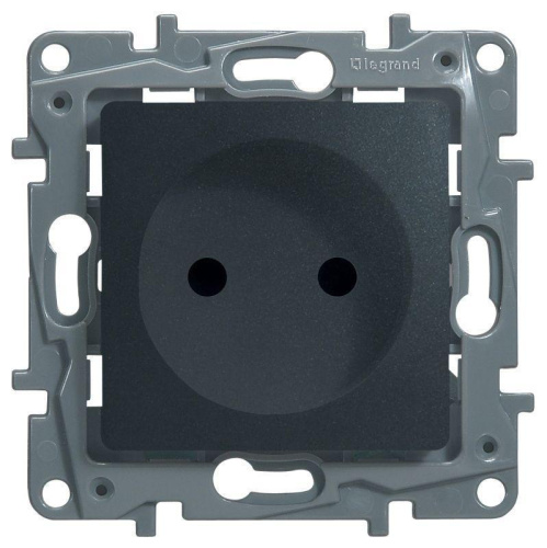 Розетка 2К Legrand Etika 16A 250V б/з со шторками винтовой зажим антрацит 672634