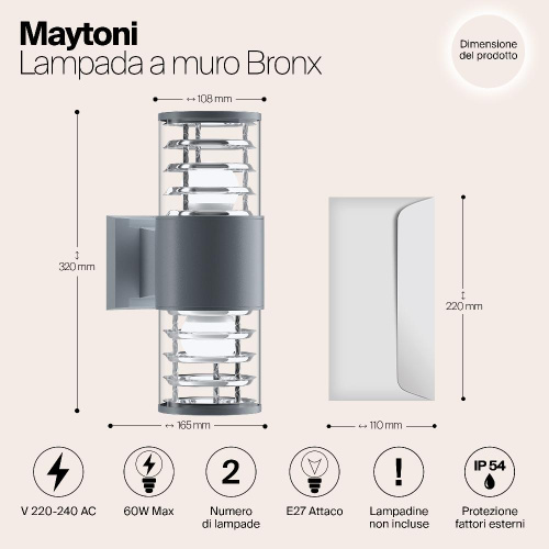 Настенный светильник Maytoni Outdoor O576WL-02GR