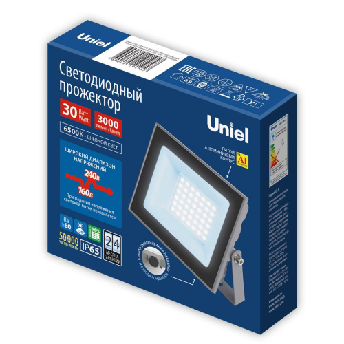Прожектор светодиодный Uniel ULF-F23-30W/6500K IP65 160-240V Grey UL-00011845 Прожектор светодиодный Uniel ULF-F23-30W/6500K IP65 160-240V Grey UL-00011845