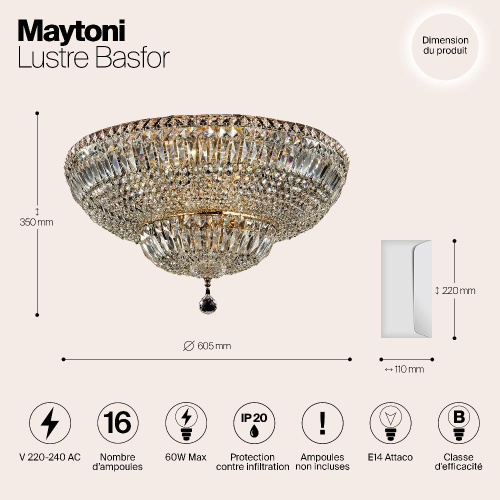 Потолочная люстра Maytoni Basfor DIA100-CL-16-G