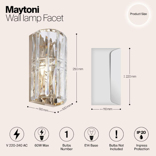 Настенный светильник Maytoni Facet MOD094WL-01G Настенный светильник Maytoni Facet MOD094WL-01G