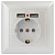 Розетка ЭРА Intro Solo Schuko P+E 16A 250V со шторками 2хUSB перламутровый 4-410-06 Б0053718