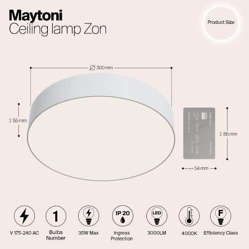 Потолочный светодиодный светильник Maytoni Zon C032CL-L43W4K