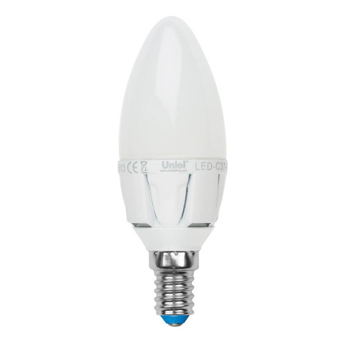 Лампа светодиодная Uniel E14 7W 3000K матовая LED-C37-7W/WW/E14/FR PLP01WH UL-00000768