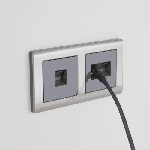 Рамка Werkel для двойной розетки Еthernet RJ-45 серо-коричневый WL07-RJ45+RJ45-CP 4690389119583