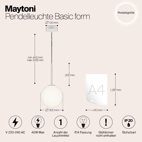 Подвесной светильник Maytoni MOD321PL-01W1 Подвесной светильник Maytoni MOD321PL-01W1